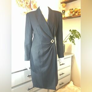 Liz Claiborne Black Polka Dot Dress Classic Wrap Dress